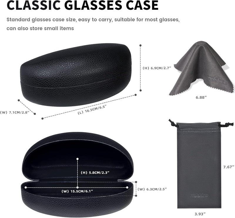 molshine Hard Shell Sunglasses Case,Classic Large Glasses Case for Sunglass,Eyeglasses with Cleaning Cloth,Pouch - Image 3